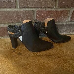 ANTHROPOLOGIE Chic Corso Como Black‎ Pointy Toe braided sling back heeled Bootie